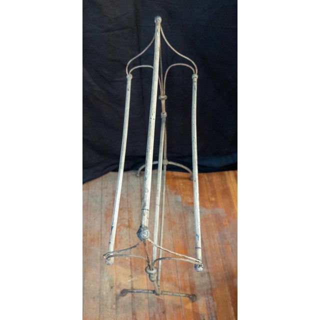 19th Century Victorian White and Blue Painted Wire and Metal Towel Drying Rack For Sale - Image 11 of 16