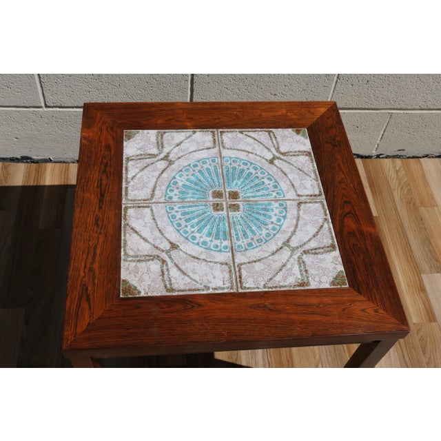 Pair of 1970s Danish Modern Rosewood Tile Top Side Tables For Sale - Image 10 of 18