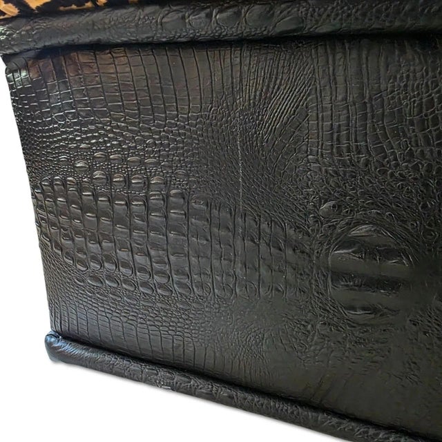 Hollywood Regency Style Leopard Velvet Cocktail Ottoman For Sale - Image 13 of 13