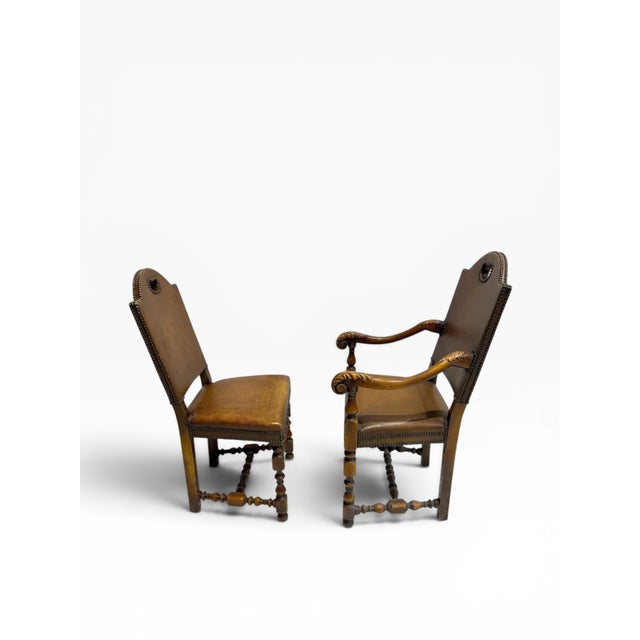 Animal Skin 2000s Theodore Alexander Buffalo Hide Leather Dining Chairs - Set of 8 For Sale - Image 7 of 14