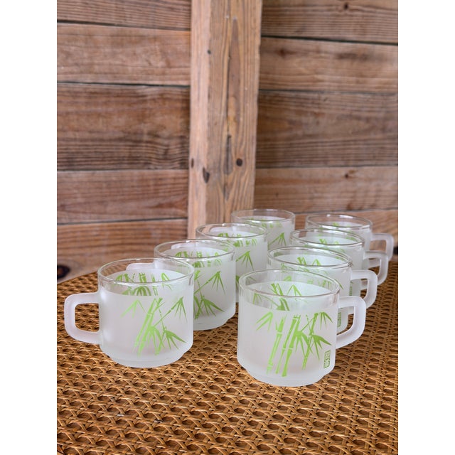 Vintage Sasaki Frosted Bamboo Glass Mugs — Set of 8 For Sale In Naples, FL - Image 6 of 11