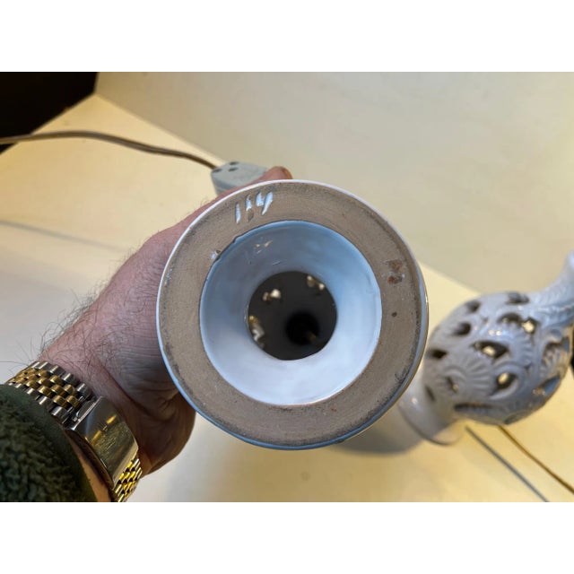 White White Ceramic Table Lamps by Hans Rudolf Petersen, 1940s, Set of 2 For Sale - Image 8 of 9