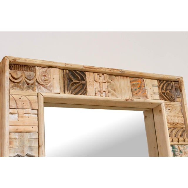 Glass Abstract Carving Indian Mirror For Sale - Image 7 of 8