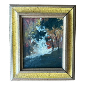 2025 Wellon Bridgers Original Abstract Expressionist Oil Woods With Clearing in Vintage Frame