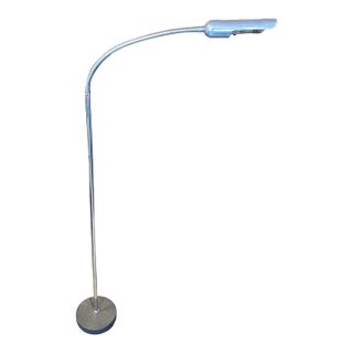 1970s Chrome Goose Neck Reading Floor Lamp For Sale