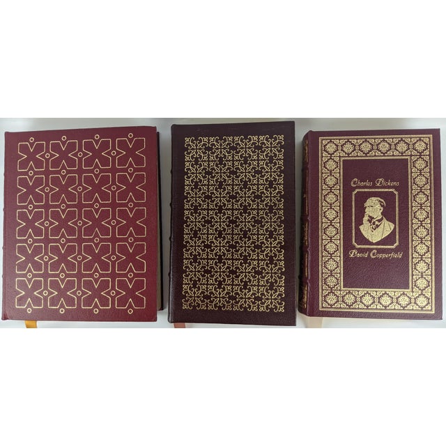 Vintage Easton Press Genuine Leather Classics, Burgundy & Gold Gilt, Set of 3 For Sale - Image 11 of 14