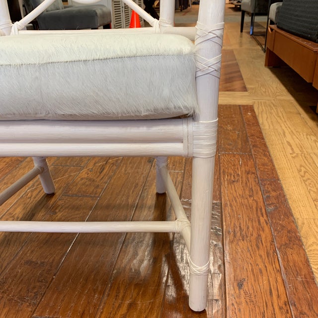 McGuire White Target Back Rattan Chair + Horse Hide ...