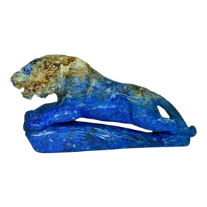 Lapis Lazuli Tiger Sculpture Natural Large Gemstone 9" Paperweight