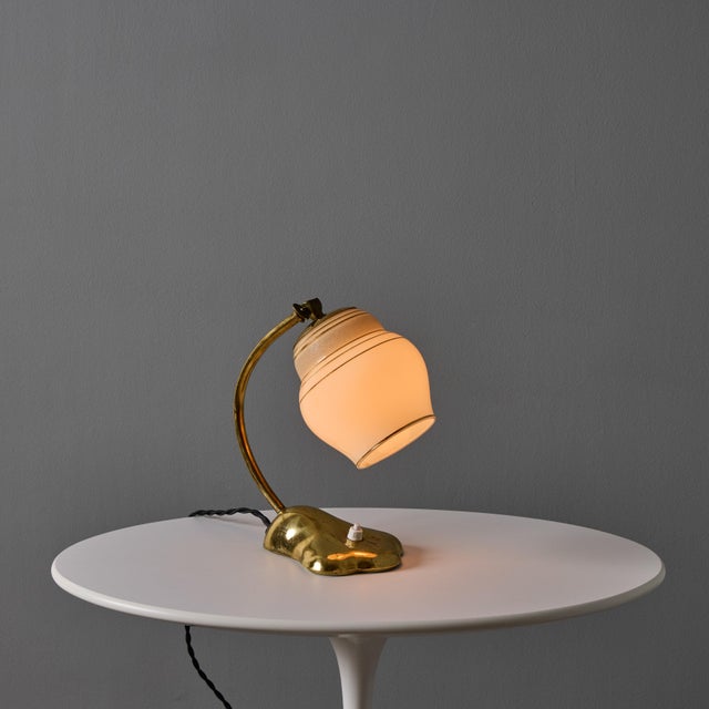 1950s Sculptural Glass and Brass Table Lamp in the Manner of Paavo Tynell for Valinte Oy For Sale In Los Angeles - Image 6 of 18