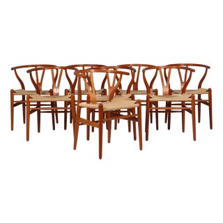 CH24 Wishbone Chairs in Cherry by Hans J. Wegner for Carl Hansen & Søn, 2000s, Set of 8 For Sale