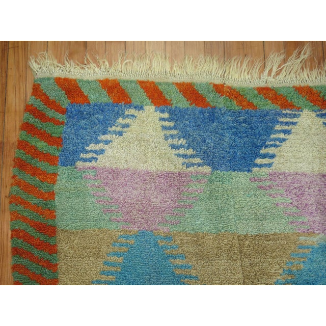 Modern Beautiful Rainbow Vintage Turkish Konya Carpet - 4' x 5'1" For Sale - Image 3 of 5