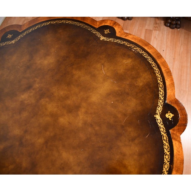 1930s Weiman English Regency Mahogany & Leather Top Center Table For Sale - Image 17 of 17