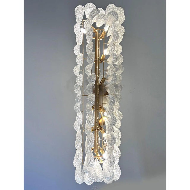 Rectangular Gold and Clear Murano Glass Chandelier by Simoeng For Sale - Image 4 of 6