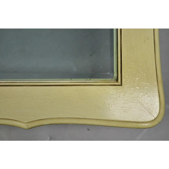 Vintage French Provincial Style Beveled Glass Cream Painted Large Coffee Table For Sale - Image 9 of 12