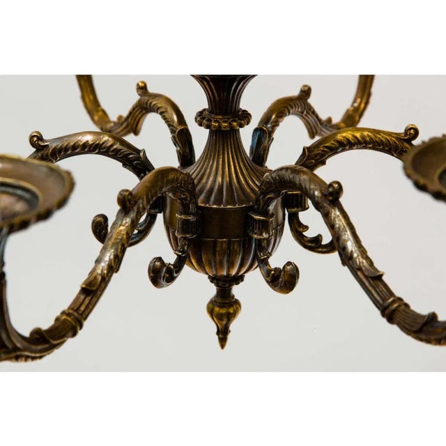 Vintage 1970s Cast Bronze Six-Arm Chandelier For Sale In New York - Image 6 of 8