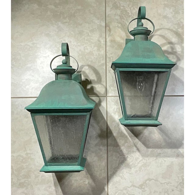 Pair of Vintage Solid Brass Wall Lanterns - Timeless Elegance for Your Home For Sale - Image 9 of 15