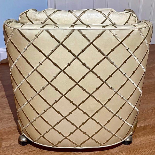 Late 20th Century Art Deco Oxford Ltd. Chair With Embroidered Leather For Sale - Image 12 of 12