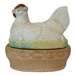 Late 19th Century Staffordshire Bisque Hen on Nest Tureen For Sale