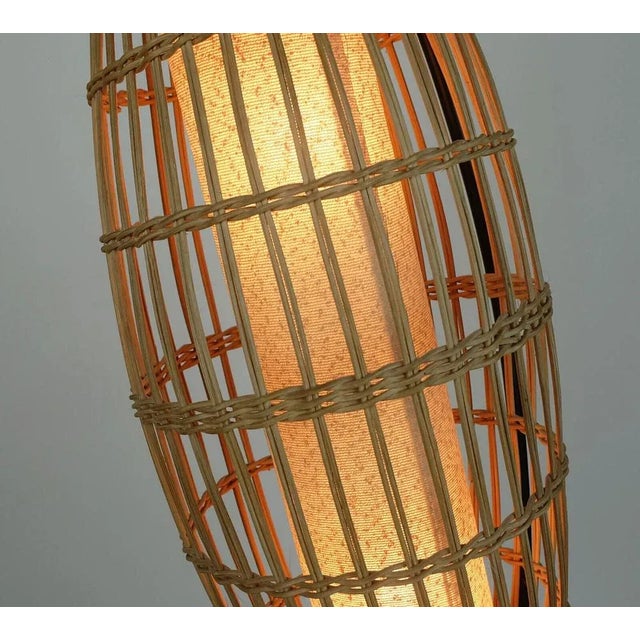 Mid-Century Floor Lamp in Rattan, Teak & Black Metal, 1960s For Sale - Image 5 of 11