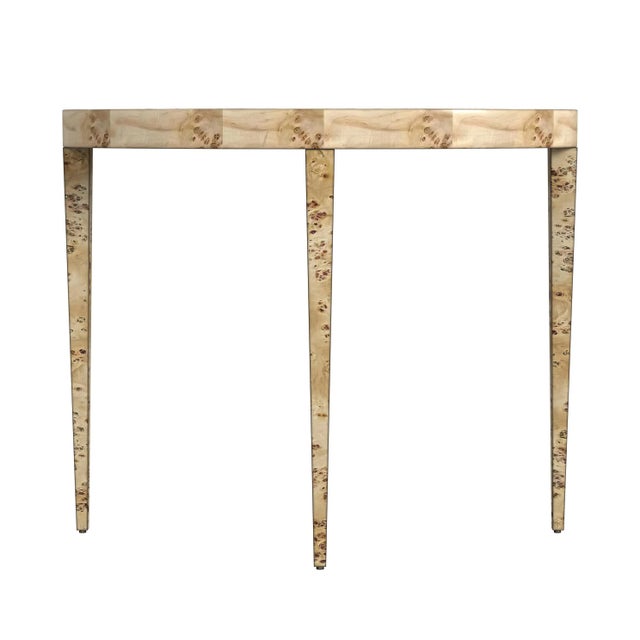 Covered in a gorgeous patchwork burl veneer, this 3 leg console adds a signature look to your space in a stunning rich...