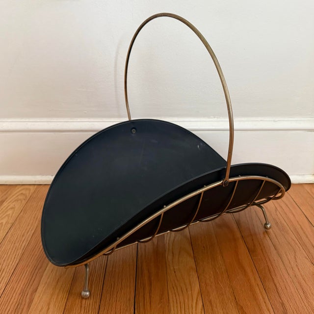 Midcentury Tole and Brass Footed Log Holder For Sale - Image 6 of 8