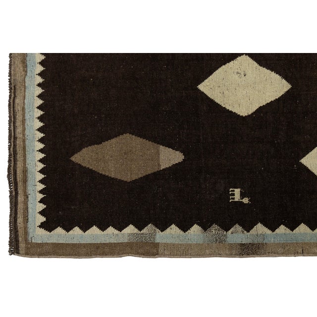 4x7 Hand-Knotted Brown Modern Gabbeh Wool Rug - Folk Art & Figure Design For Sale In New York - Image 6 of 8