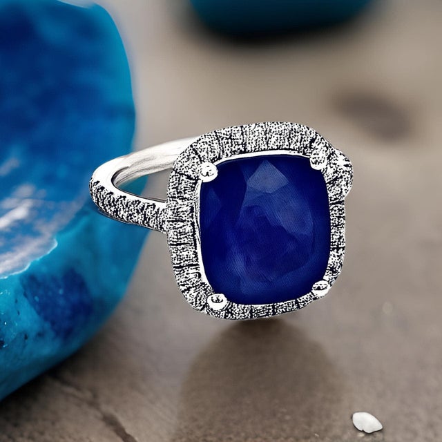 Natural Quality Sapphire and Diamond 6.5 Ring Size 14k White Gold 6.35 Certified $7,950 311008 This is a Unique Custom...