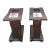 Pair Mid-Century Old Tavern Style Antiqued Pine Two-Tier Side Tables With Decorative Ceramics Inserts For Sale