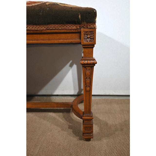 Long Rectangular Walnut Bench, 1910s For Sale - Image 12 of 18
