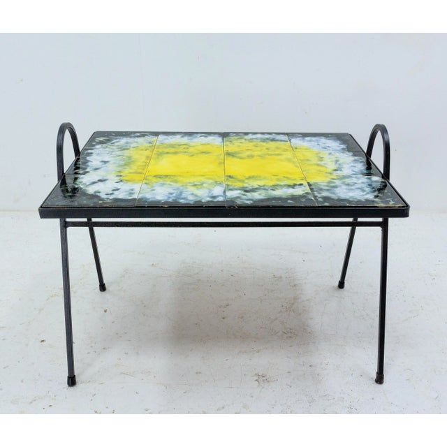 French Coffee Table in Iron and Ceramic, 1960 For Sale - Image 6 of 6