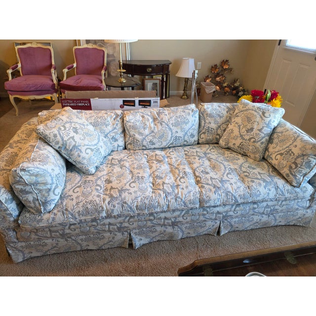 Custom-ordered Henredon sofa and wing chair purchased new in 1975 by the original owners. Matching Schoonbeck upholstery,...