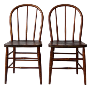 Vintage Windsor Bow Back Dining Chairs by Square Brand Pair