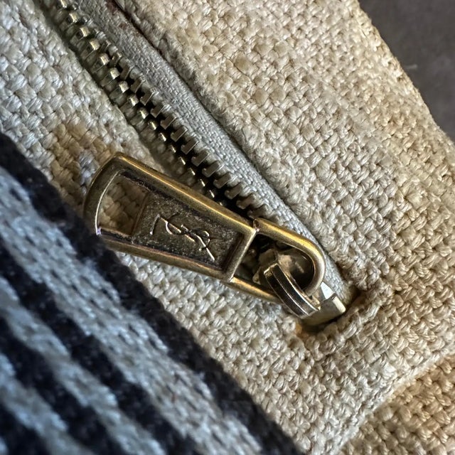 1990s Vintage Fabric and Leather Logo Pouch by Yves Saint Laurent For Sale - Image 16 of 16