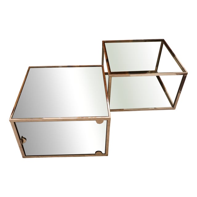 Space Age Coffee Table and Bar Cabinet Set in Chromed Metal, 1970s, Set of 2 For Sale