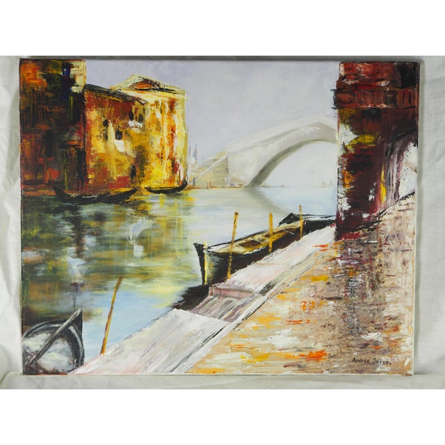 2000 - 2009 Vintage French Venezia Impressionist Painting For Sale - Image 5 of 11