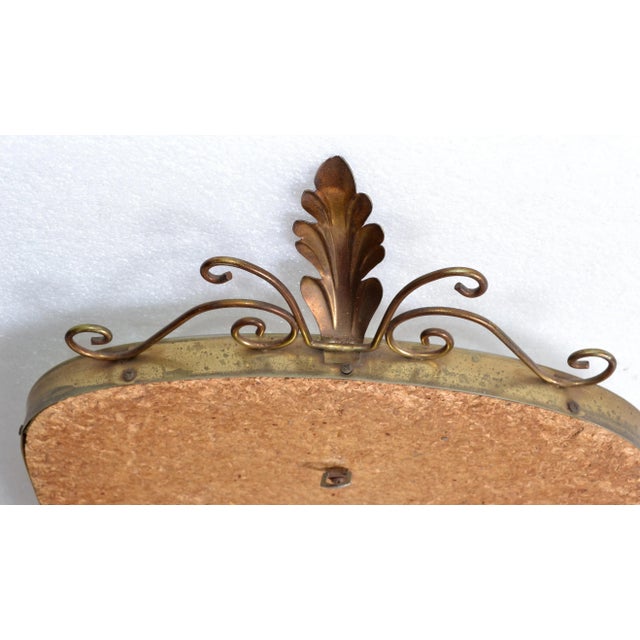 Italian Mid-Century Modern Brass Shield Mirror For Sale In Miami - Image 6 of 10