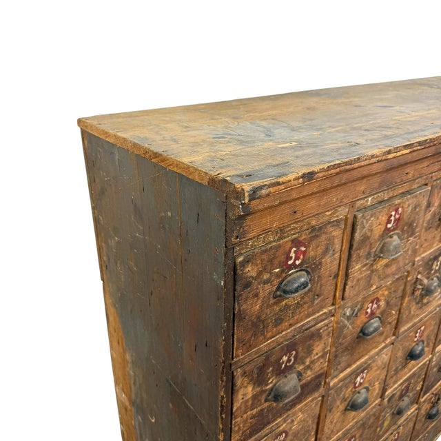 Industrial Large Antique Industrial Bank of Drawers with 48 Drawers, 1920s For Sale - Image 3 of 18