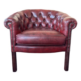 Vintage Chesterfield Club Chair in Oxblood Leather, 1990s For Sale