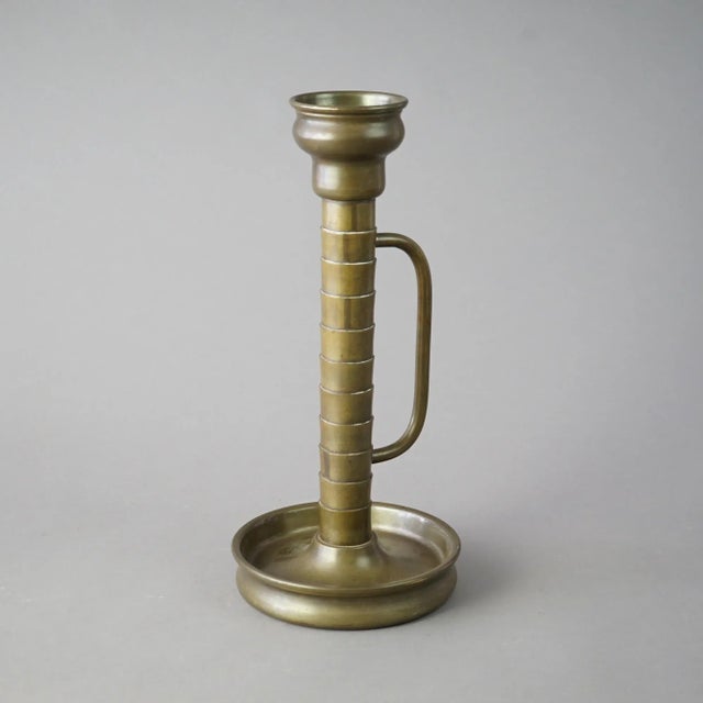 An antique oversized Mission style candle stick by Vincent Manufacturing, Cleveland, OH C1915 Measures - 17"h x 8"diam