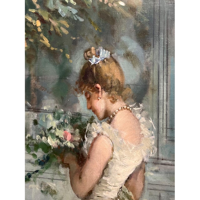 Salvatore Postiglione, Pastime of a Young Lady from a Good Family, Oil on Canvas, 19th Century, Framed For Sale - Image 9 of 17