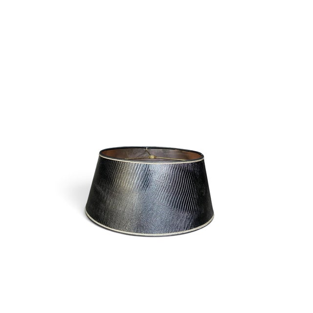Vintage Mid-Century Stiffel Style Faux Alligator Bouillotte Lamp Shade For Sale - Image 4 of 9