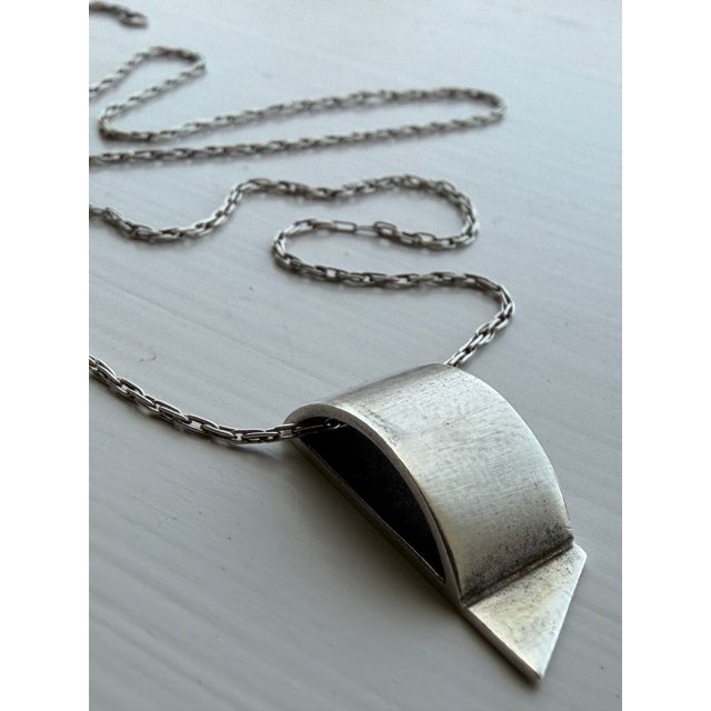 Postmodern Sterling Silver 925 Minimalist Pendant on Long Necklace, 2 Pieces For Sale - Image 11 of 16