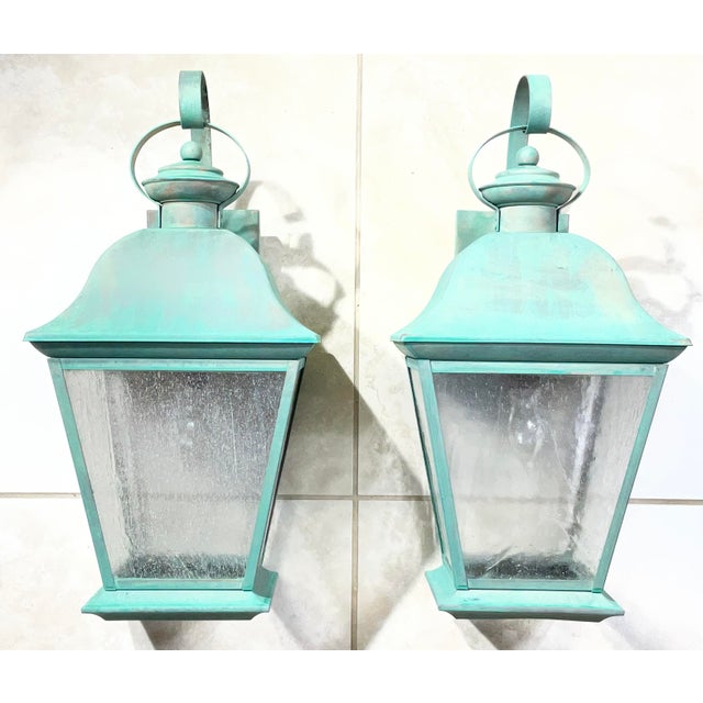 Pair of Vintage Solid Brass Wall Lanterns - Timeless Elegance for Your Home For Sale - Image 10 of 15