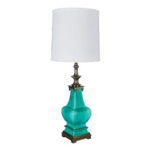 Midcentury Green Glazed Ceramic Stiffel Lamp