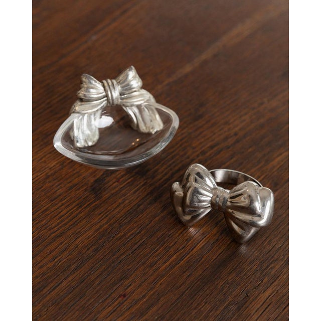 Vintage Bottle Accessories Silver-Plated Bows, Set of 2 For Sale - Image 6 of 11