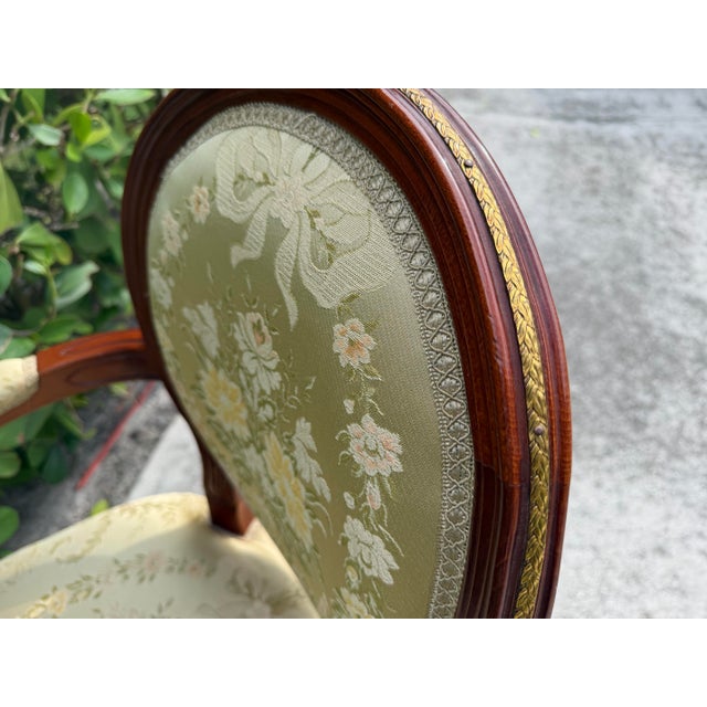Vintage Fejomi Spanish Louis XVI Style Mahogany Bergère Armchair For Sale In Naples, FL - Image 6 of 12