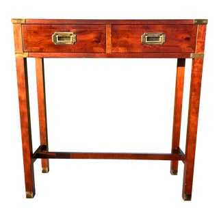 1980s Mid Century Hekman Campaign Console Table For Sale
