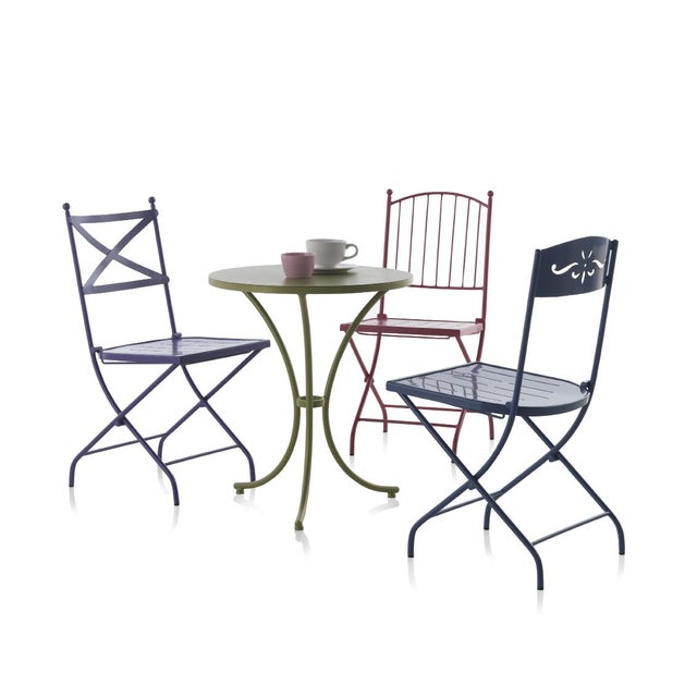 French Country New Square French Style Iron Base Table With Wood Top, Garden Table,Bistro Table For Sale - Image 3 of 4