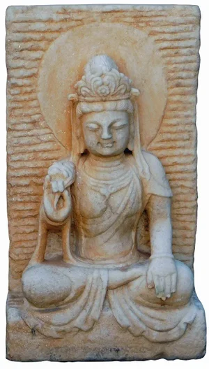 Chinese White Marble Sitting Kwan Yin Tara Bodhisattva Statue