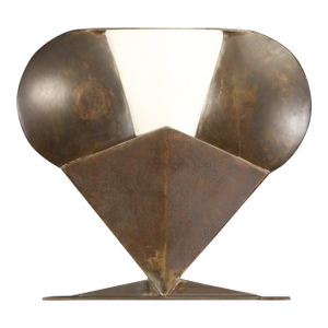 Edward Higgins Steel & Epoxy Owl Sculpture on Pedestal, Signed & Dated 1960